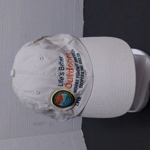 VGUC. Life's better outdoors tan and boarded baseball cap.